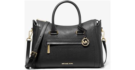 carine large logo satchel michael kors|carine leather satchel.